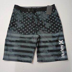 Hurley Men's Shorts Black Size 30 Phantom Patriot Independence Board New w/Tags